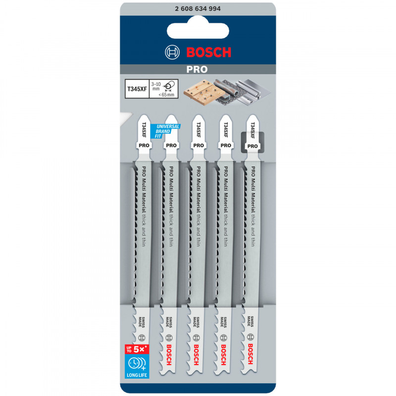Bosch T345XF Jigsaw Blades (5 Pack) - 2608634994 Bosch T345XF Jigsaw Blades (5 Pack) - 2608634994