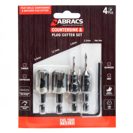 Abracs Countersink Drill Bit Set CSDBSET4