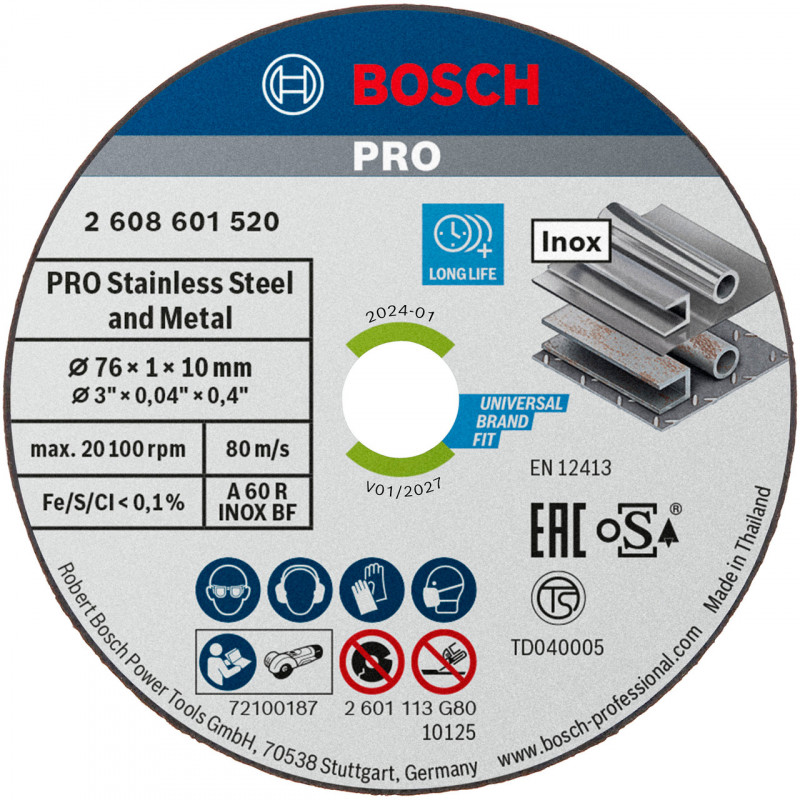 Bosch 76mm Cutting Discs (5 Pack) - 2608601520 Bosch 76mm Cutting Discs (5 Pack) - 2608601520