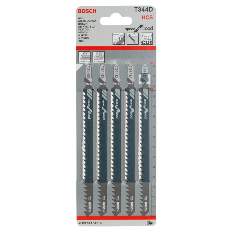Bosch T344D Jigsaw Blades (5 Pack) - T344D-2608633A34 Bosch T344D Jigsaw Blades (5 Pack) - T344D-2608633A34