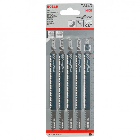 Bosch T344D Jigsaw Blades (5 Pack) - T344D-2608633A34