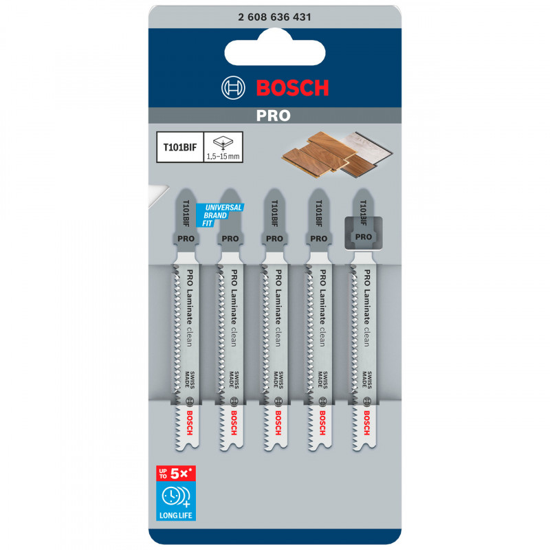 Bosch T101BIF Jigsaw Blades 83mm (5 Pack) - 2608636431 Bosch T101BIF Jigsaw Blades 83mm (5 Pack) - 2608636431
