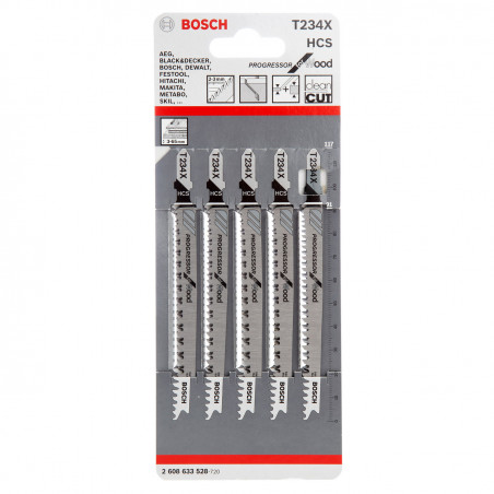 Bosch T234X Jigsaw Blades (5 Pack) - 2608633528