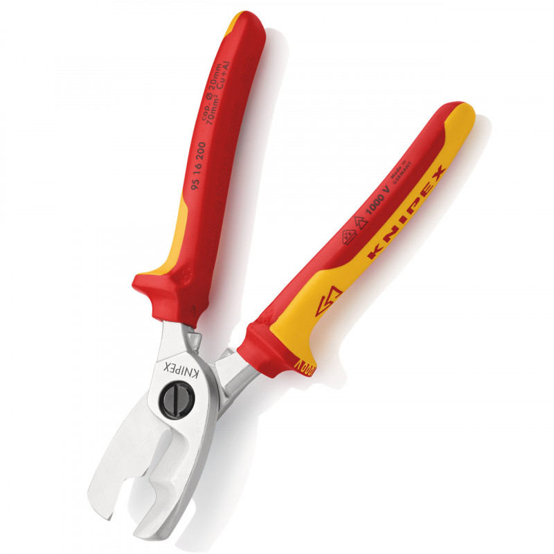 Knipex 95 16 200 SB VDE Cable Shears with Twin Cutting Edge 200mm Knipex 95 16 200 SB VDE Cable Shears with Twin Cutting Edge 200mm