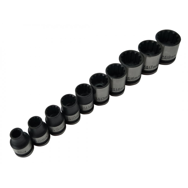 BlueSpot 3/8in Spline Socket Set (10pc) - 1543 BlueSpot 3/8in Spline Socket Set (10pc) - 1543