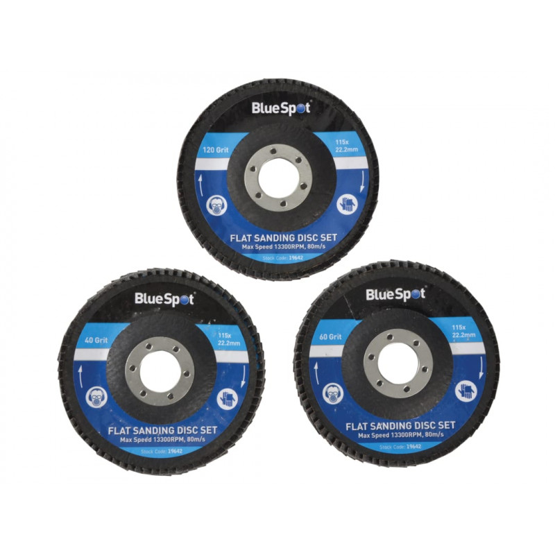 BlueSpot 115mm Sanding Discs (3 Pack) - 19642 BlueSpot 115mm Sanding Discs (3 Pack) - 19642