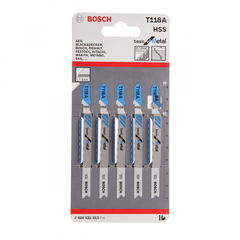 Bosch T118A Basic Jigsaw Blade for Metal 92mm (Pack of 5) Bosch T118A Basic Jigsaw Blade for Metal 92mm (Pack of 5)