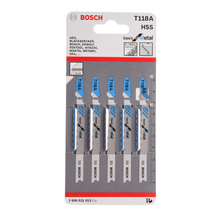 Bosch T118A Basic Jigsaw Blade for Metal 92mm (Pack of 5)