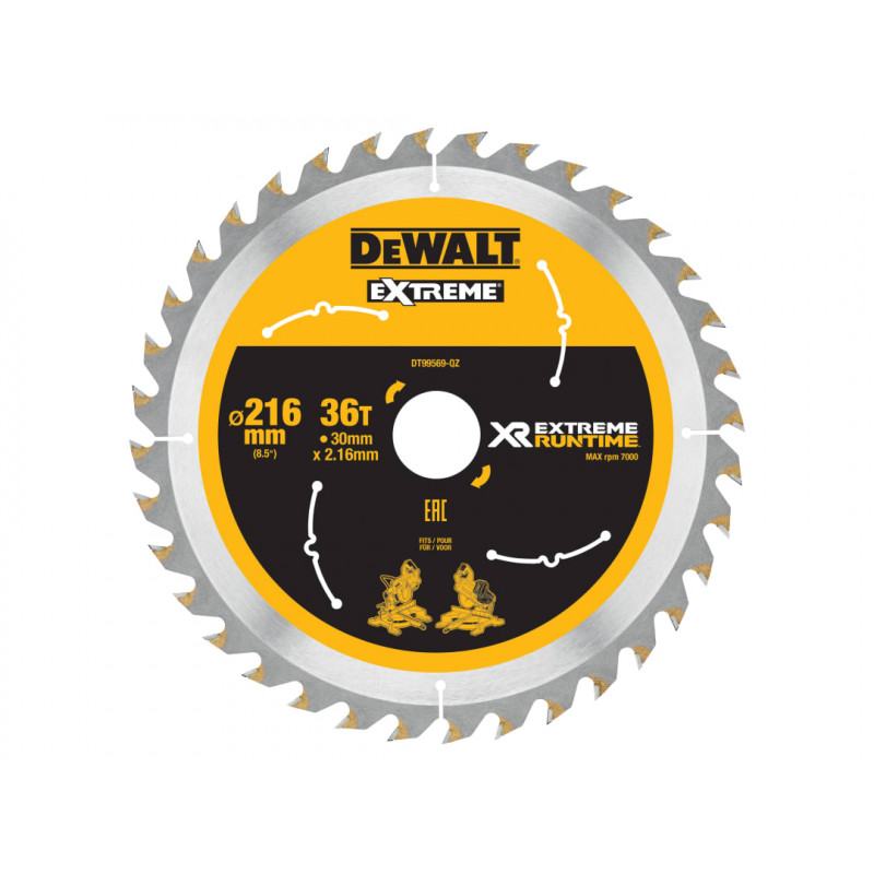 Dewalt DT99569 XR EXTREME Runtime Circular Saw Blade 216 × 30mm × 36T Dewalt DT99569 XR EXTREME Runtime Circular Saw Blade 216 × 30mm × 36T