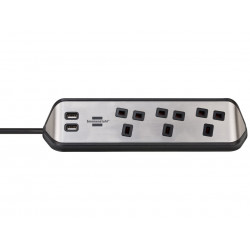 estilo Corner Extension Lead 240V 3-Gang 13A Black 2m