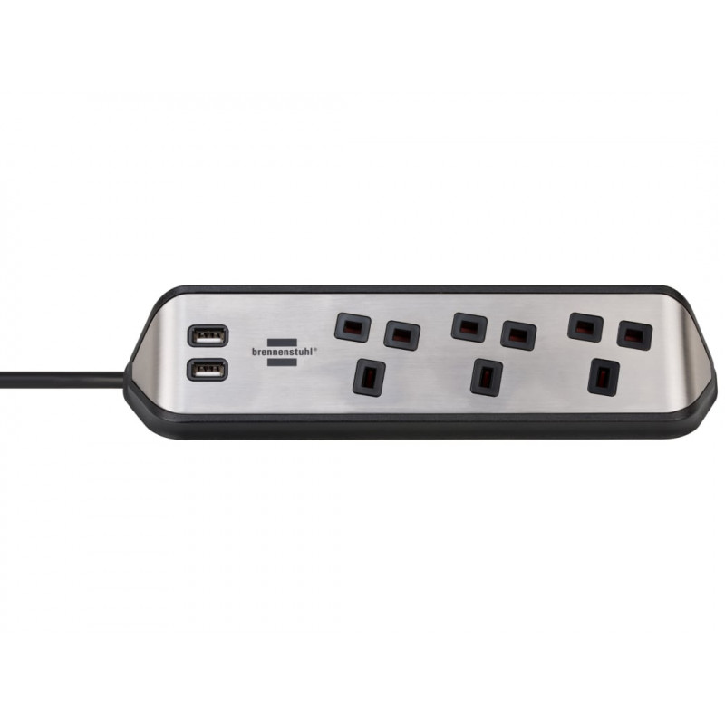 estilo Corner Extension Lead 240V 3-Gang 13A Black 2m estilo Corner Extension Lead 240V 3-Gang 13A Black 2m