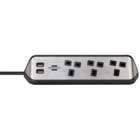 estilo Corner Extension Lead 240V 3-Gang 13A Black 2m
