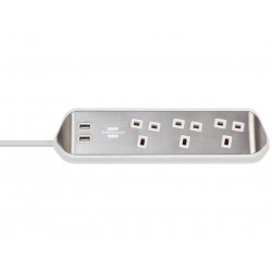 estilo Corner Extension Lead 240V 3-Gang 13A White 2m