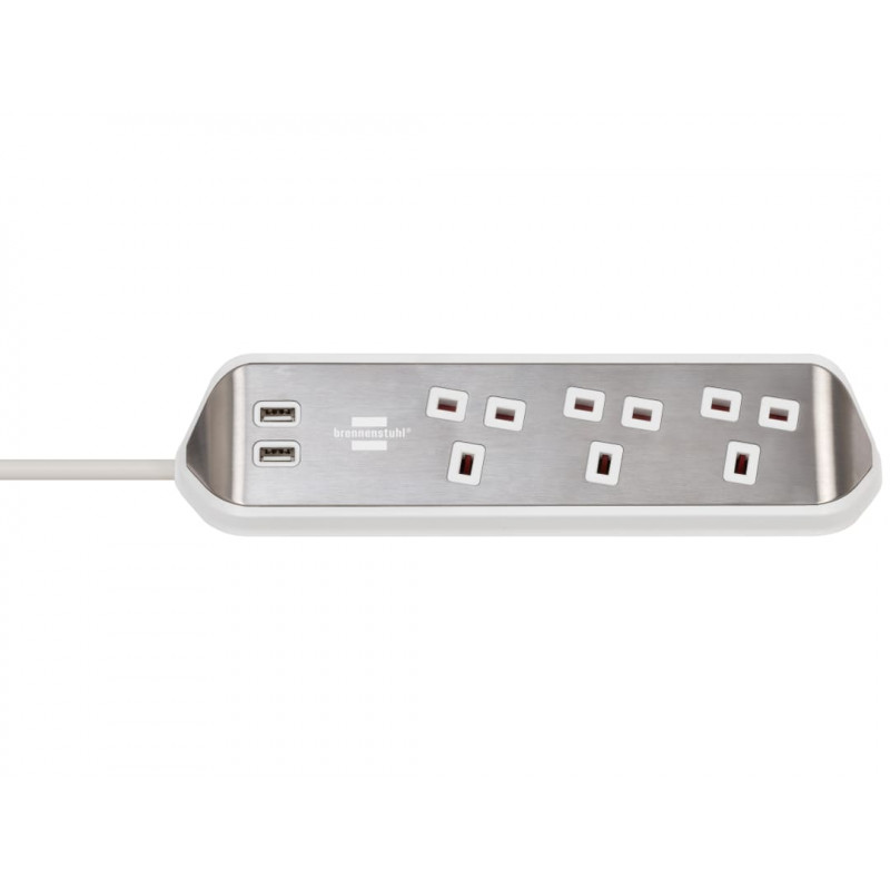 estilo Corner Extension Lead 240V 3-Gang 13A White 2m