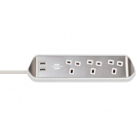 estilo Corner Extension Lead 240V 3-Gang 13A White 2m