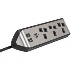 estilo Corner Extension Lead 240V 3-Gang 13A Black 2m