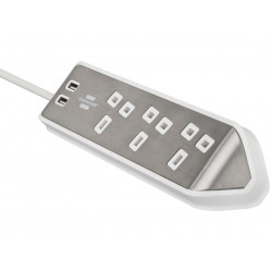 estilo Corner Extension Lead 240V 3-Gang 13A White 2m