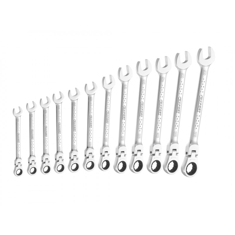 Flexible Head Ratchet Spanner Set, 12 Piece Flexible Head Ratchet Spanner Set, 12 Piece