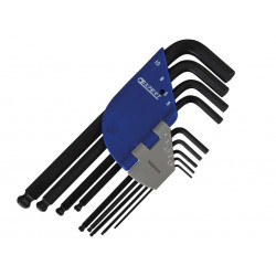 Metric Ball End Hexagon Key Long Arm Set, 9 Piece