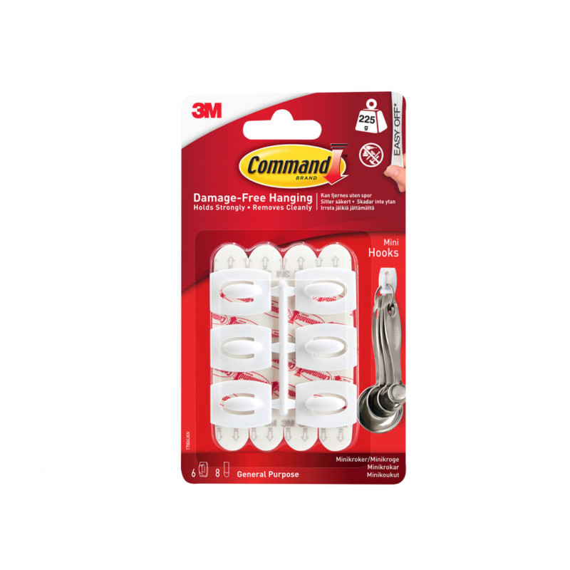 White Mini Hooks (Pack 6)