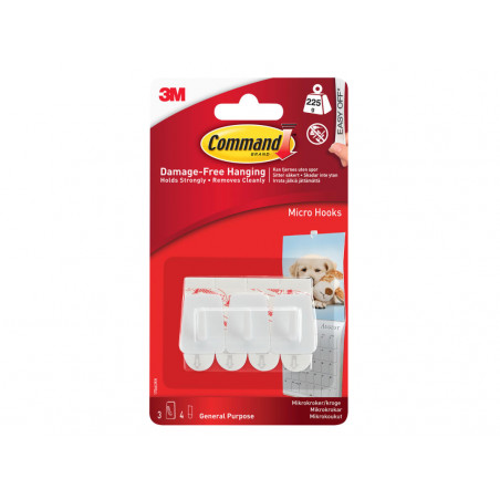 White Micro Hooks (Pack 3)