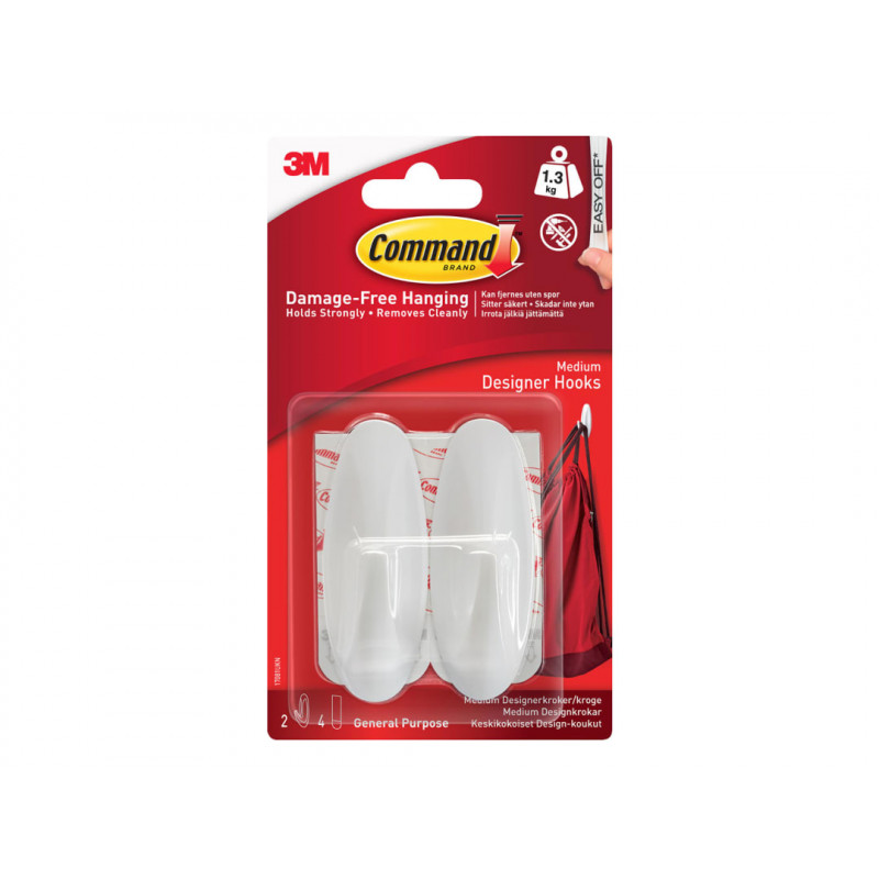 Medium White Designer Hooks (Pack 2) Medium White Designer Hooks (Pack 2)