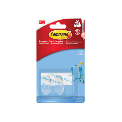 Clear Hooks with Clear Strips, Small (Pack 2)