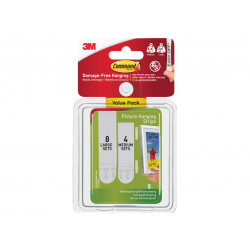 Picture Hanging Strips Set, Medium & Large (Pack 12)