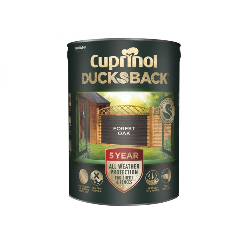 Ducksback 5 Year Waterproof for Sheds & Fences Forest Oak 5 litre Ducksback 5 Year Waterproof for Sheds & Fences Forest Oak 5 litre