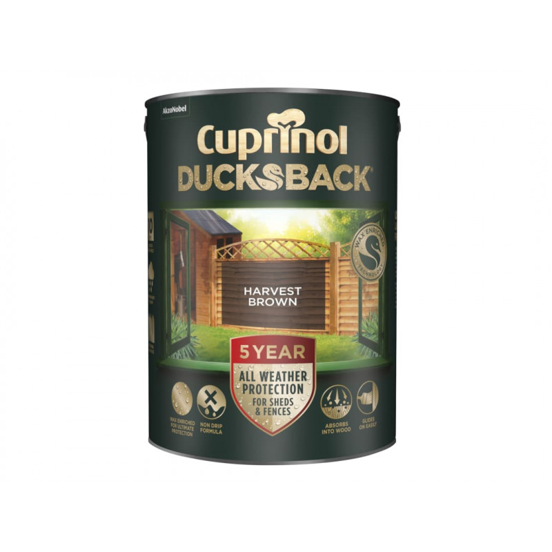 Ducksback 5 Year Waterproof for Sheds & Fences Harvest Brown 5 litre Ducksback 5 Year Waterproof for Sheds & Fences Harvest Brown 5 litre