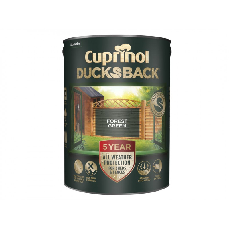 Ducksback 5 Year Waterproof for Sheds & Fences Forest Green 5 litre Ducksback 5 Year Waterproof for Sheds & Fences Forest Green 5 litre