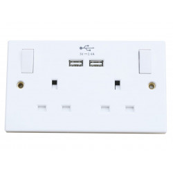 Switched Socket 2-Gang + 2 USB Ports 13A