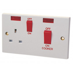 Double Pole Switch 45A with Switched Socket 13A