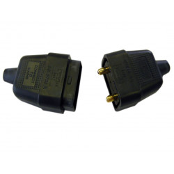 2 Pin Rubber Connector Plug 10A Black