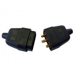 3 Pin Rubber Connector Plug 10A Black