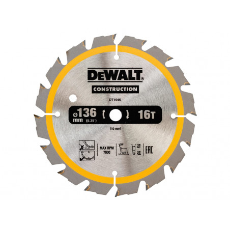 Cordless Construction Trim Saw Blade 136 x 10mm x 16T