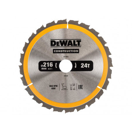 Stationary Construction Circular Saw Blade 216 x 30mm x 24T ATB/Neg