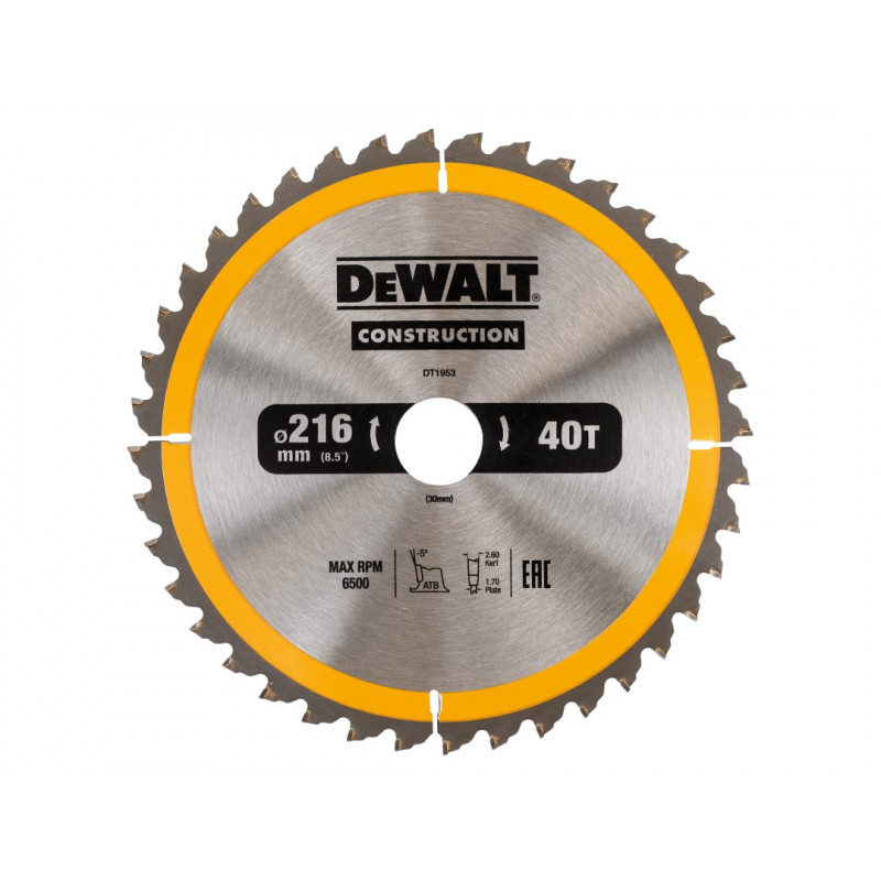 Stationary Construction Circular Saw Blade 216 x 30mm x 40T ATB/Neg Stationary Construction Circular Saw Blade 216 x 30mm x 40T ATB/Neg