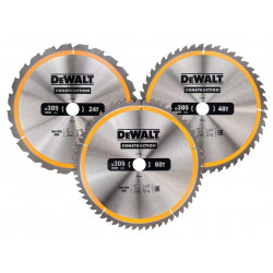 DT1964 Construction Circular Saw Blade 3 Pack 305 x 30mm x 24T/48T/60T