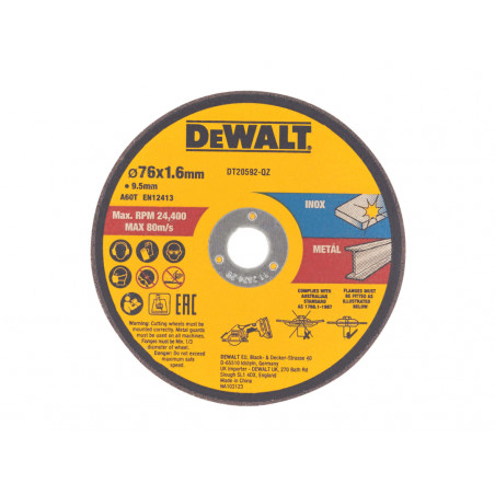 DT20592 Bonded Abrasive Cutting Disc 76 x 1.6 x 9.5mm (3 Pack)