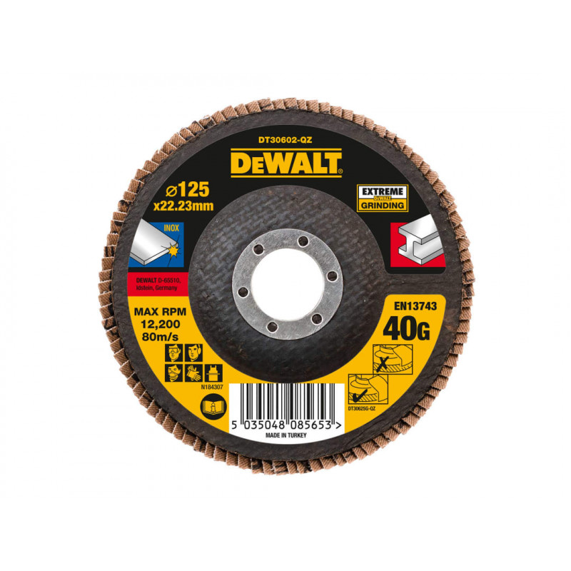 DT30602 Extreme Metal Flap Disc 125 x 22.2mm x 40G