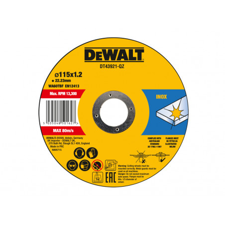 DT43921 Metal Cut Off Disc 115 x 1.2 x 22.23mm (Pack 10)