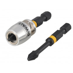 Impact Torsion Bits PZ2 x 50mm (x2) and Magnetic Screwlock Sleeve