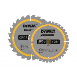 DT90270 Construction Circular Saw Blade 2 Pack 165 x 20mm x 24T/36T