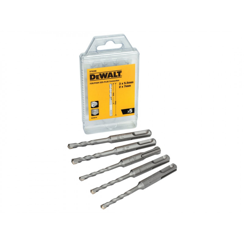 DT9398 SDS Plus Drill Bit Set, 5 Piece DT9398 SDS Plus Drill Bit Set, 5 Piece