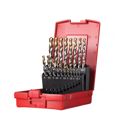 A095 Set 201 A002 HSS TiN Coated Jobber Drill Set of 19 1.0-10.0 x 0.5mm