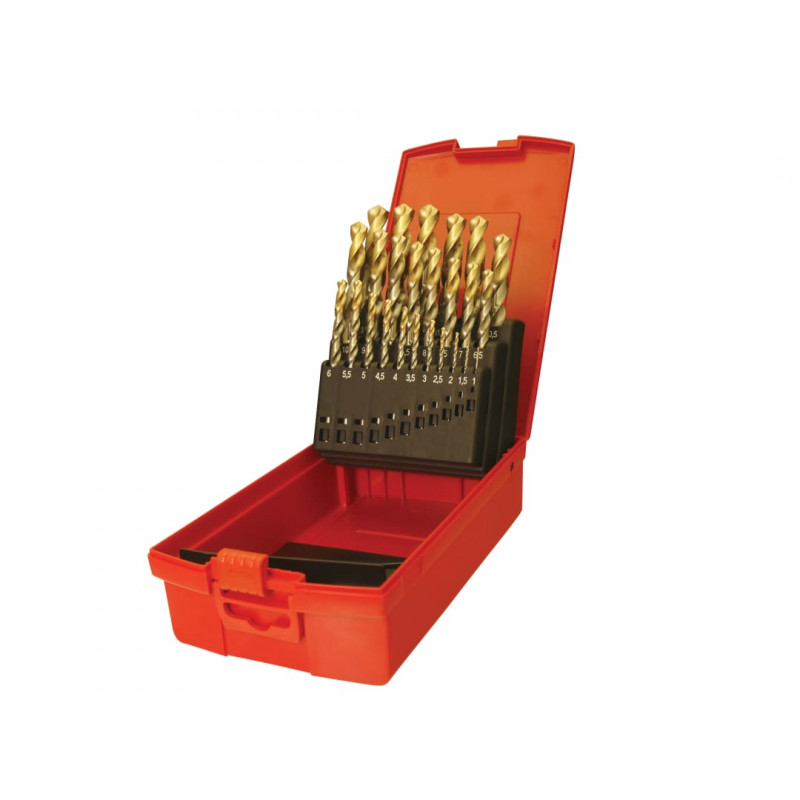 A095 Set 204 HSS TiN Coated Jobber Drill Set of 25 1.0-13.0 x 0.5mm A095 Set 204 HSS TiN Coated Jobber Drill Set of 25 1.0-13.0 x 0.5mm