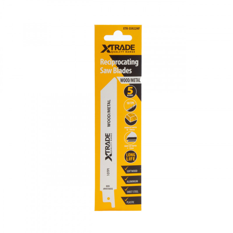 XTrade SS922HF Flexible for Wood & Metal Reciprocating Saw Blades (Pack of 5)