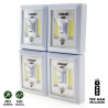 LitezAll 21852 Mini Wireless Self-Adhesive COB LED Light Switch 150 Lumens (4 Pack)