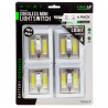 LitezAll 21852 Mini Wireless Self-Adhesive COB LED Light Switch 150 Lumens (4 Pack)